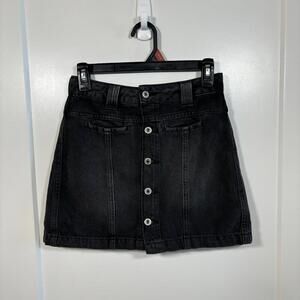 Black We The Free Free People Denim Skort Size 25 Button Fly EUC Preppy